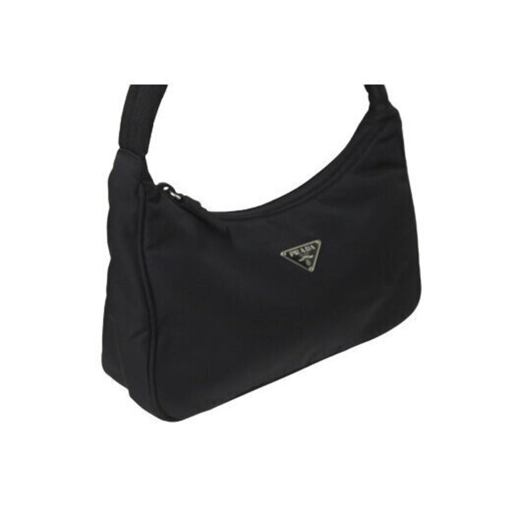 Prada Tessuto Shoulder Handbag Triangle Logo Plate Black Nylon - Picture 4 of 8